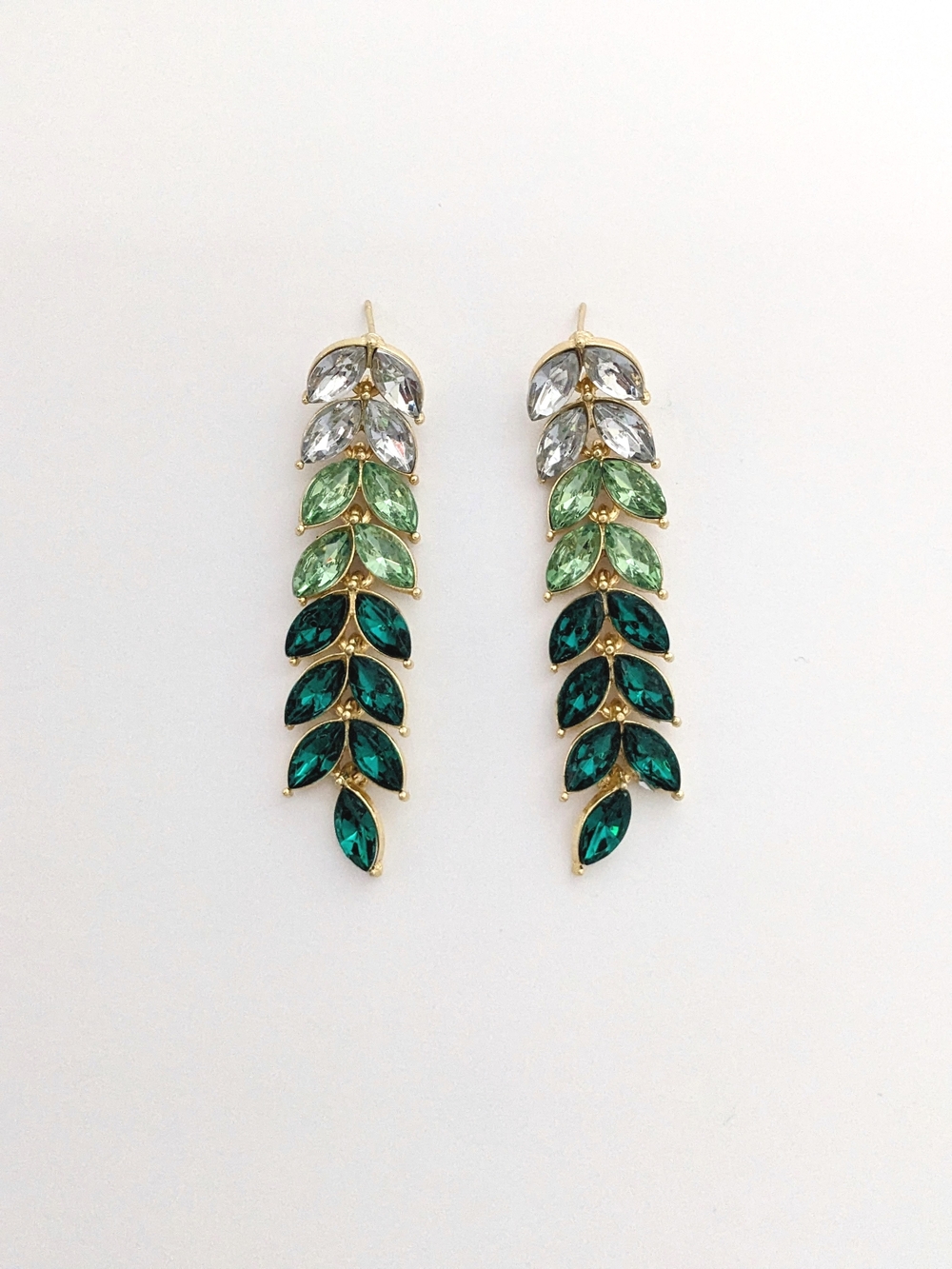 Gradient Leaf Crystal Earrings